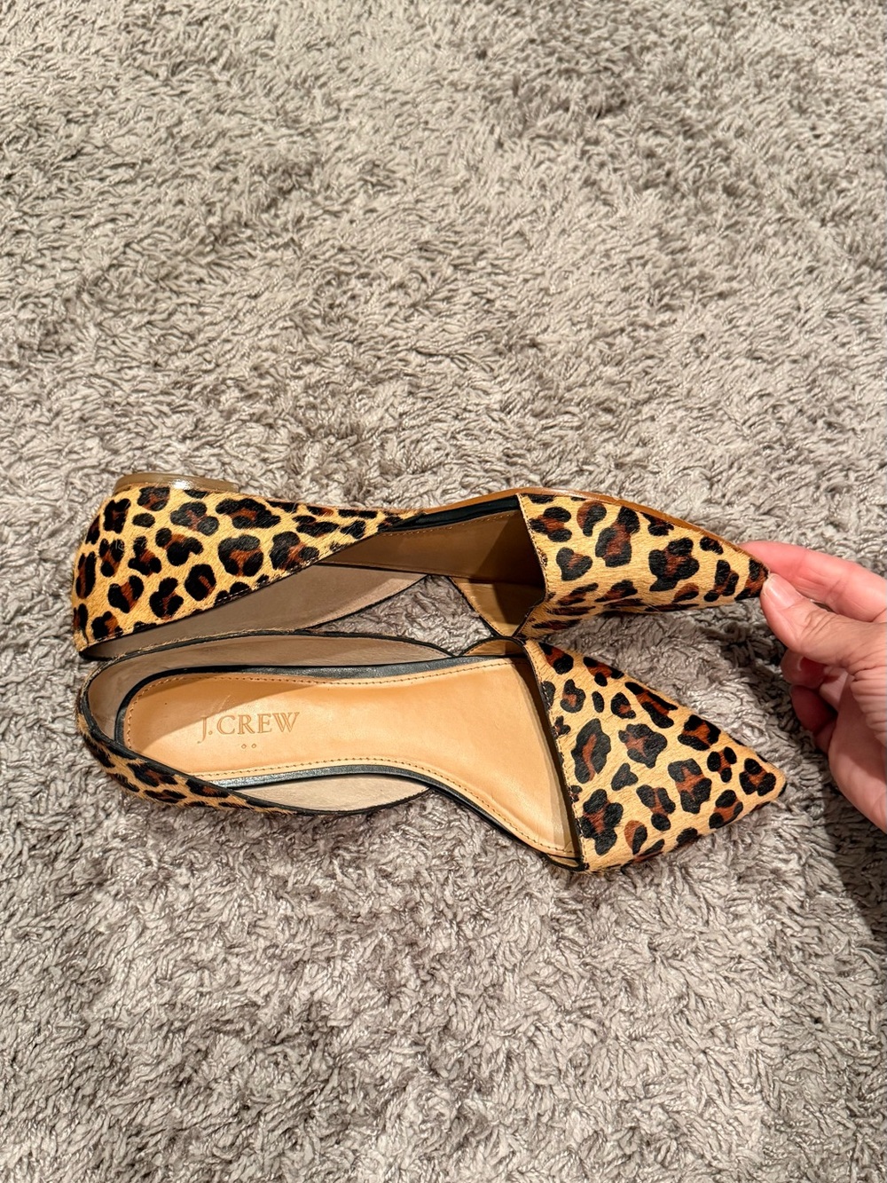 J. Crew Zoe D'Orsay Leopard Print Calf Hair Pointed-Toe Flats - Picture 5 of 7